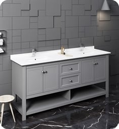 Fresca FCB2372GR-D-U Manchester 72" Gray Traditional Double Sink Bathroom Cabinet with Top & Sinks