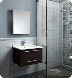 Fresca FVN6124ES-UNS Lucera 24" Espresso Wall Hung Undermount Sink Modern Bathroom Vanity with Medicine Cabinet