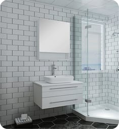Fresca FVN6130WH-VSL Lucera 30" White Wall Hung Vessel Sink Modern Bathroom Vanity with Medicine Cabinet