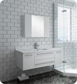 Fresca FVN6148WH-UNS Lucera 48" White Wall Hung Undermount Sink Modern Bathroom Vanity with Medicine Cabinet