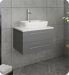 Fresca FCB6124GR-VSL-CWH-V Lucera 24" Gray Wall Hung Modern Bathroom Cabinet with Top & Vessel Sink