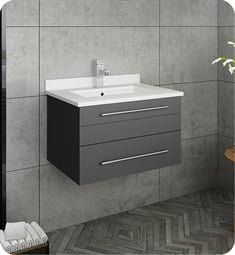 Fresca FCB6124GR-UNS-U Lucera 24" Gray Wall Hung Modern Bathroom Cabinet with Top & Undermount Sink