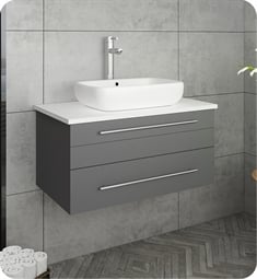 Fresca FCB6130GR-VSL-CWH-V Lucera 30" Gray Wall Hung Modern Bathroom Cabinet with Top & Vessel Sink
