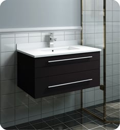 Fresca FCB6130ES-UNS-U Lucera 30" Espresso Wall Hung Modern Bathroom Cabinet with Top & Undermount Sink