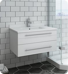 Fresca FCB6130WH-UNS-U Lucera 30" White Wall Hung Modern Bathroom Cabinet with Top & Undermount Sink
