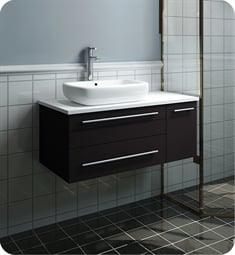 Fresca FCB6136ES-VSL-L-CWH-V Lucera 36" Espresso Wall Hung Modern Bathroom Cabinet with Top & Vessel Sink - Left Version