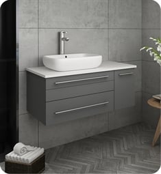 Fresca FCB6136GR-VSL-L-CWH-V Lucera 36" Gray Wall Hung Modern Bathroom Cabinet with Top & Vessel Sink - Left Version