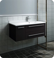 Fresca FCB6136ES-UNS-R-CWH-U Fresca Lucera 36" Espresso Wall Hung Modern Bathroom Cabinet with Top & Undermount Sink - Right Version
