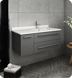 Fresca FCB6136GR-UNS-R-CWH-U Lucera 36" Gray Wall Hung Modern Bathroom Cabinet with Top & Undermount Sink - Right Version