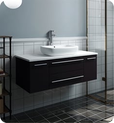 Fresca FCB6142ES-VSL-CWH-V Lucera 42" Espresso Wall Hung Modern Bathroom Cabinet with Top & Vessel Sink