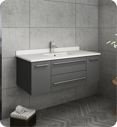 Fresca FCB6142GR-UNS-U Lucera 42" Gray Wall Hung Modern Bathroom Cabinet with Top & Undermount Sink