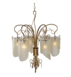 Varaluz 126C06HO Soho 6 Light 28 1/2" Incandescent Recycled Brown Tint Ice Glass Chandelier in Hammered Ore