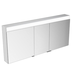Keuco 21523171351 Edition 400 55 5/8" Wall Mount Mirrored Medicine Cabinet with Interior Lights in Silver Anodized