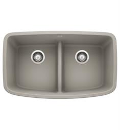 Blanco 442755 Valea 32" Double Bowl Undermount Silgranit Kitchen Sink with Low Divide in Concrete Gray