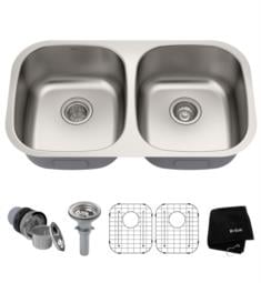 Kraus KBU22-1610-53 Premier 32 1/4" Double Bowl Undermount Stainless Steel Kitchen Sink with Bolden Pull-Down Faucet and Soap Dispenser