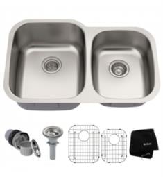 Kraus KBU24-1610-53 Premier 32" Double Bowl Undermount Stainless Steel Kitchen Sink with Bolden Pull-Down Faucet and Soap Dispenser