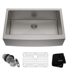 Kraus KHF200-33-1610-53 Standart Pro 32 7/8" Single Bowl Stainless Steel Farmhouse Kitchen Sink with Bolden Pull-Down Kitchen Faucet and Soap Dispenser