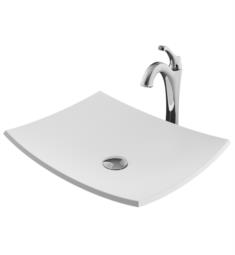 Kraus C-KSV-3MW-1200 Natura 19 5/8" White Matte Solid Surface Bathroom Vessel Sink and Arlo Faucet with Pop-Up Drain