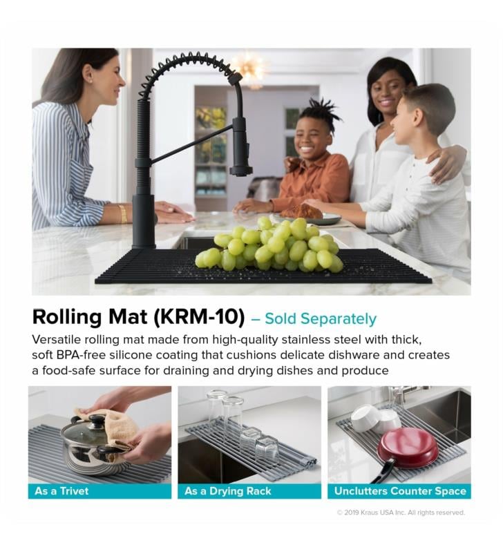 Kraus KRM-10AQ Multipurpose Over-Sink Roll-Up Dish Drying Rack, Aqua