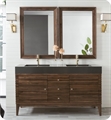 James Martin 210-V59D-WLT Linear 58 3/4" Freestanding Double Bathroom Vanity in Mid Century Walnut