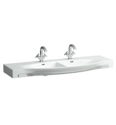 Laufen H8147060001 Palace 59" Double Bowl Wall Mount Rectangular Bathroom Sink with Towel Bar in White