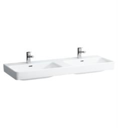 Laufen H8149680001041 Pro S 51 1/8" Double Bowl Wall Mount Rectangular Bathroom Sink in White