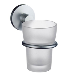 Smedbo NS343 Studio 2 1/4" Wall Mount Frosted Glass Tumbler with Holder in Brushed Chrome