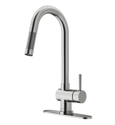 VIGO VG02008K1 Gramercy 17" Single Handle Pull-Down Kitchen Faucet with Deck Plate