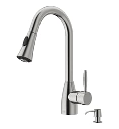 Vigo VG02013STK2 Aylesbury 16" Single Handle Pull-Down Kitchen Faucet with Soap Dispenser in Stainless Steel