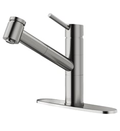 VIGO VG02021STK1 Branson 8 3/4" Single Handle Pull-Out Spray Kitchen Faucet with Deck Plate in Stainless Steel
