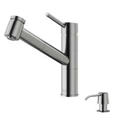 VIGO VG02021STK2 Branson 8 3/4" Single Handle Pull-Out Spray Kitchen Faucet with Soap Dispenser in Stainless Steel