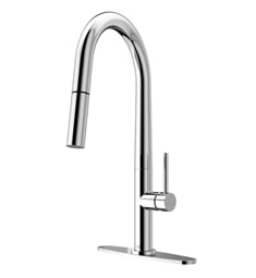 VIGO VG02029K1 Greenwich 18" Single Handle Pull-Down Kitchen Faucet with Deck Plate