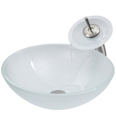 VIGO VGT036BNRND 16 1/2" Circular Glass Bathroom Vessel Sink in White Frost with Waterfall Faucet Set and Pop-up Drain