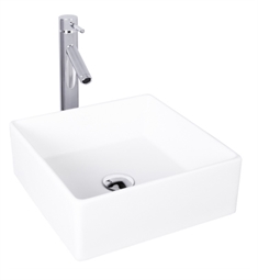 VIGO VGT1000 Dianthus 14 1/2" Matte Stone Vessel Bathroom Sink Set with Dior Vessel Faucet in Chrome