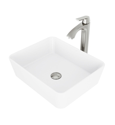 VIGO VGT1012 17 3/4" Rectangular Marigold Matte Stone Bathroom Vessel Sink with Linus Vessel Faucet and Pop-up Drain in Brushed Nickel