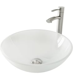 VIGO VGT1051 16 1/2" Circular Frost Glass Vessel Bathroom Sink with Milo Faucet and Pop-up Drain in Brushed Nickel