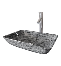 VIGO VGT1902 18 1/8" Rectangular Titanium Glass Vessel Bathroom Sink with Dior Faucet and Pop-Up Drain in Brushed Nickel