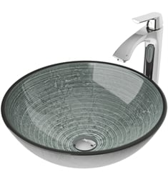 VIGO VGT839 16 1/2" Simply Silver Glass Vessel Sink and Linus Faucet in Chrome