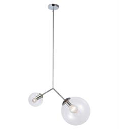 Dainolite ORN-212P-PC Orion 2 Light 20 1/2" Incandescent Pendant Light in Polished Chrome with Clear Glass Shade