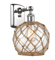 Innovations Lighting 516-1W-G122-8RB Farmhouse Rope 8" One Light Up/Down Clear with Black Rope Glass Wall Sconce with LED or Incandescent Bulb Option