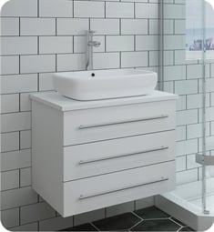 Fresca FCB6185WH-VSL-I Modella 24" White Wall Hung Modern Bathroom Cabinet with Top & Vessel Sink