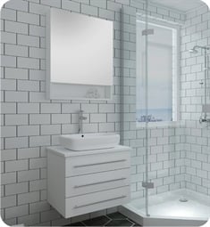 Fresca FVN6185WH-VSL Modella 24" White Wall Hung Vessel Sink Modern Bathroom Vanity with Medicine Cabinet