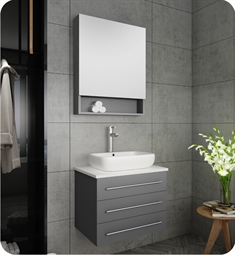 Fresca FVN6185GR-VSL Modella 24" Gray Wall Hung Vessel Sink Modern Bathroom Vanity with Medicine Cabinet