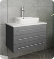 Fresca FCB6183GR-VSL-I Modella 32" Gray Wall Hung Modern Bathroom Cabinet with Top & Vessel Sink