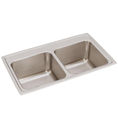 Elkay DLR331910 Lustertone 33" Double Bowl Drop-In Stainless Steel Kitchen Sink with Sound Guard Technology