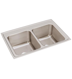 Elkay DLR332212 Lustertone 33" Double Bowl Drop-In Stainless Steel Kitchen Sink with Sound Guard Technology