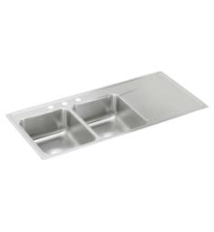 Elkay ILR4822L Lustertone 48" Double Bowl Drop-In Stainless Steel Kitchen Sink with Left Bowl and Right Side Drainboard