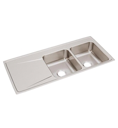 Elkay ILR4822R Lustertone 48" Double Bowl Drop-In Stainless Steel Kitchen Sink with Right Bowl and Left Side Drainboard