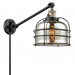 Innovations Lighting 237-G78-CE Franklin Restoration Large Bell Cage 1 Light 8" Silver Plated Mercury Glass Swing Arm Light