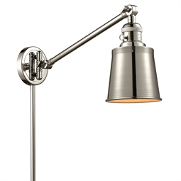Innovations Lighting 237-PN-M9 Addison 8" One Light Polished Nickel Metal Wall Sconce with Incandescent Bulb Option